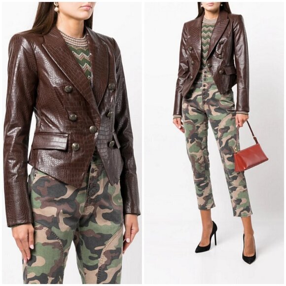 💕VERONICA BEARD💕 Cooke Vegan-Leather Dickey Jacket ~ Chicory Brown 2 NWT - Picture 7 of 16